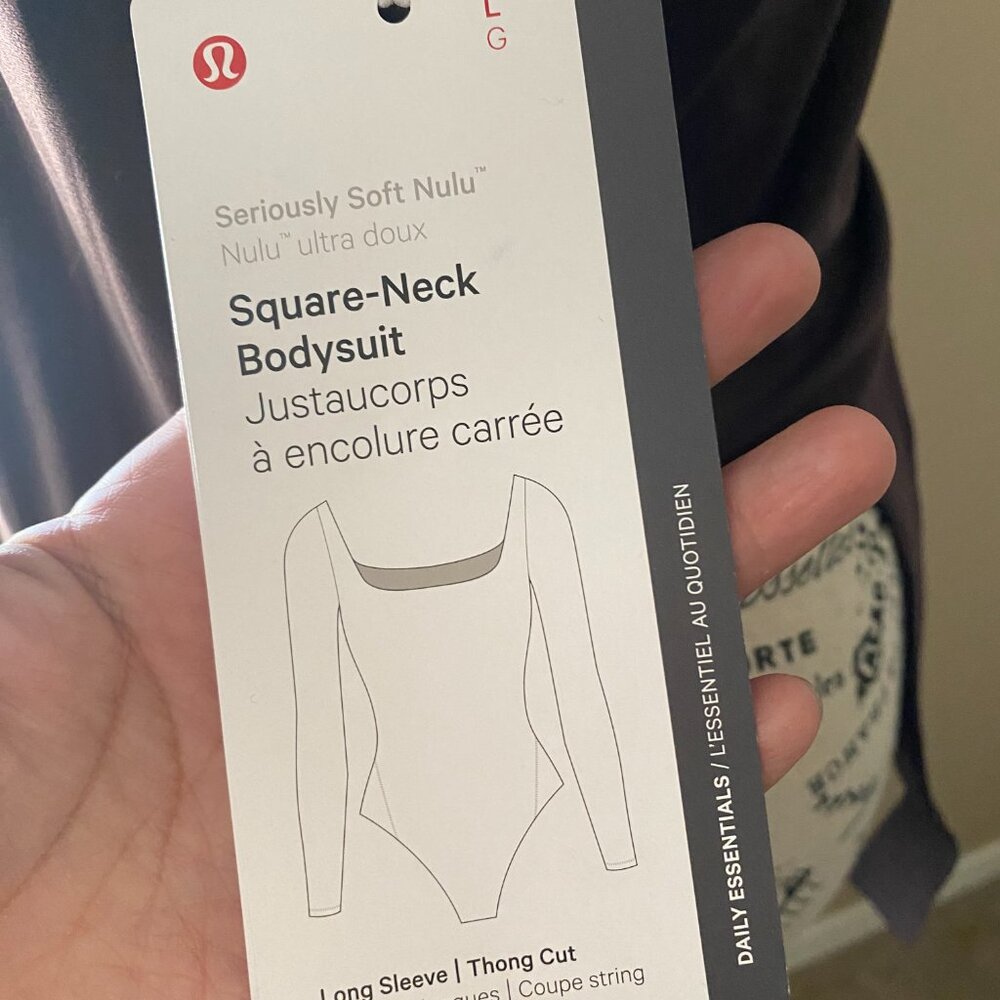 Lululemon Nulu Square Neck Long Sleeve Bodysuit Brown - Sz Large - Picture 9 of 15